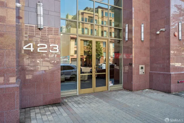 a view of an entrance of the building