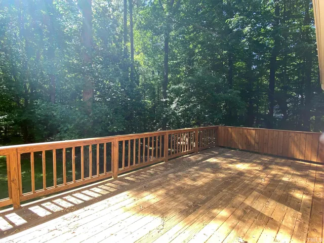 a view of a wooden deck