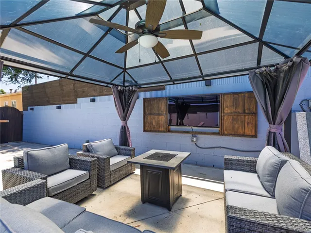 a outdoor living space with furniture