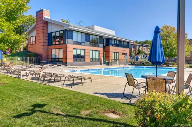 a view of a park with slide