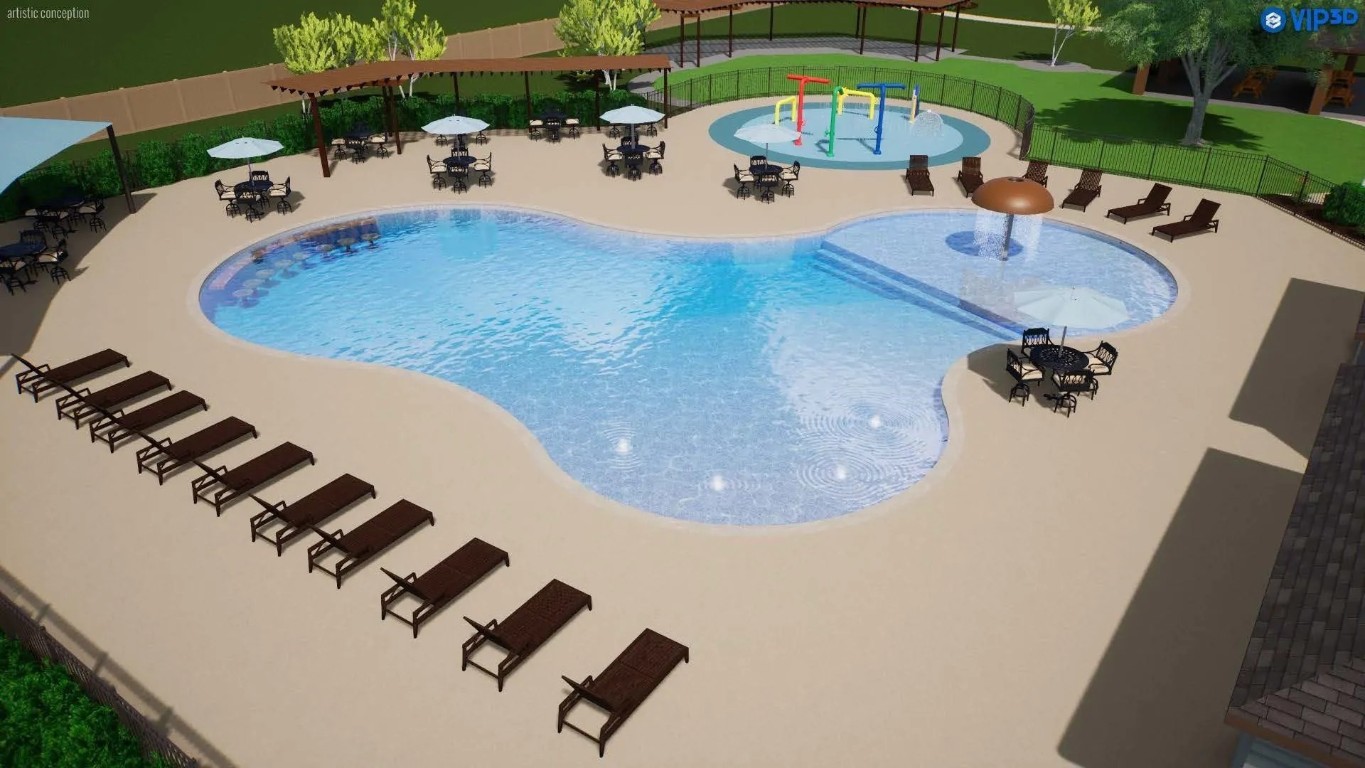 313 Redbud Rdg Drive Brookshire, TX 77423 - Photo 29 of 32 an aerial view of a swimming pool and outdoor space