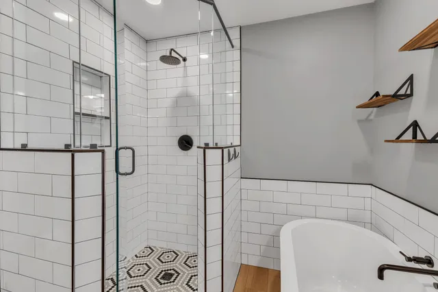 a bathroom with a shower