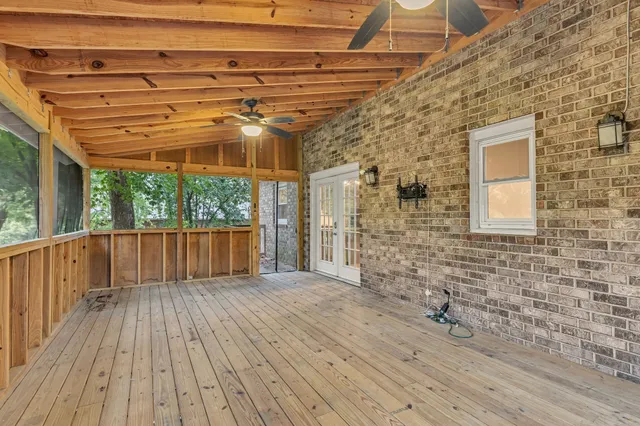 a view of a wooden deck