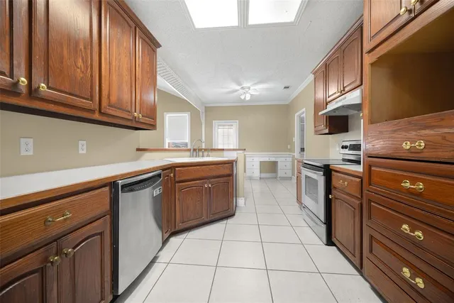a view of an entryway with a chandelier