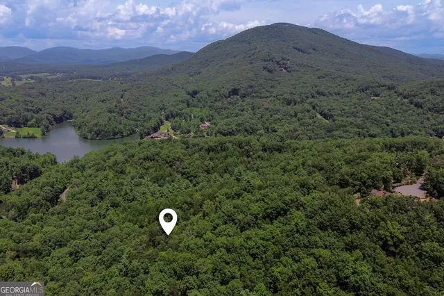 a view of a lake with a yard