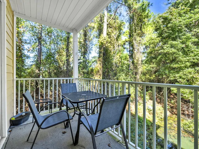 a view of a chair in wooden deck