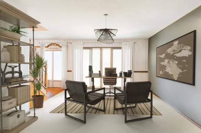 a kitchen with stainless steel appliances kitchen island granite countertop a sink and cabinets