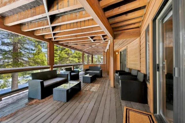 a view of swimming pool from a balcony