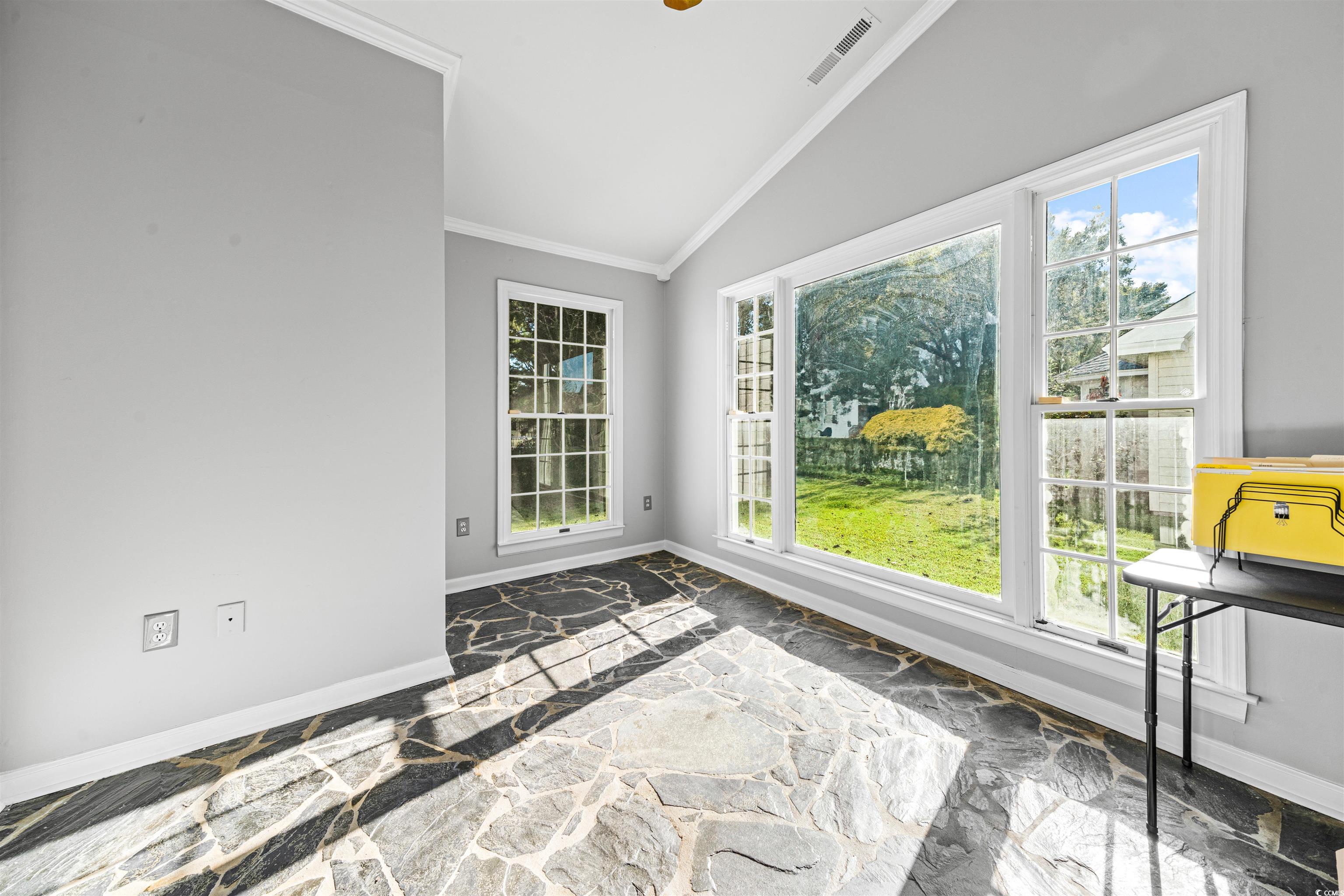 366 Pilothouse Drive Myrtle Beach, SC 29577 - Photo 21 of 40 Sunroom featuring lofted ceiling and a wealth of n