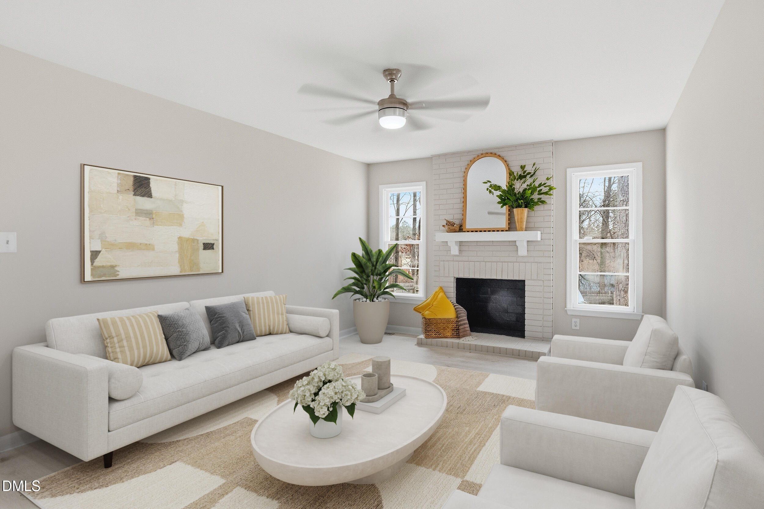 3457 Hope Valley Road Durham, NC 27707 - Photo 3 of 24 a living room with furniture a fireplace and a table