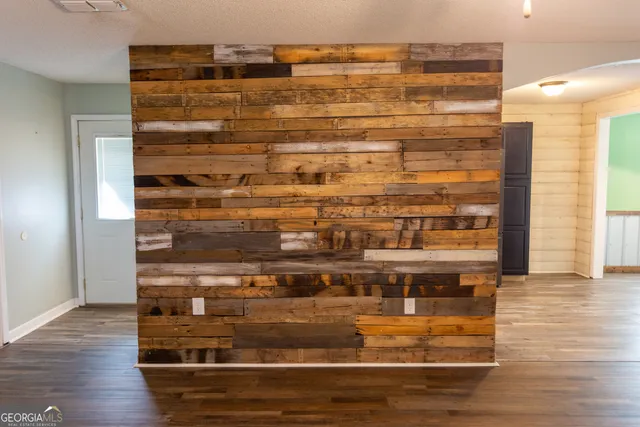 a view of wooden door