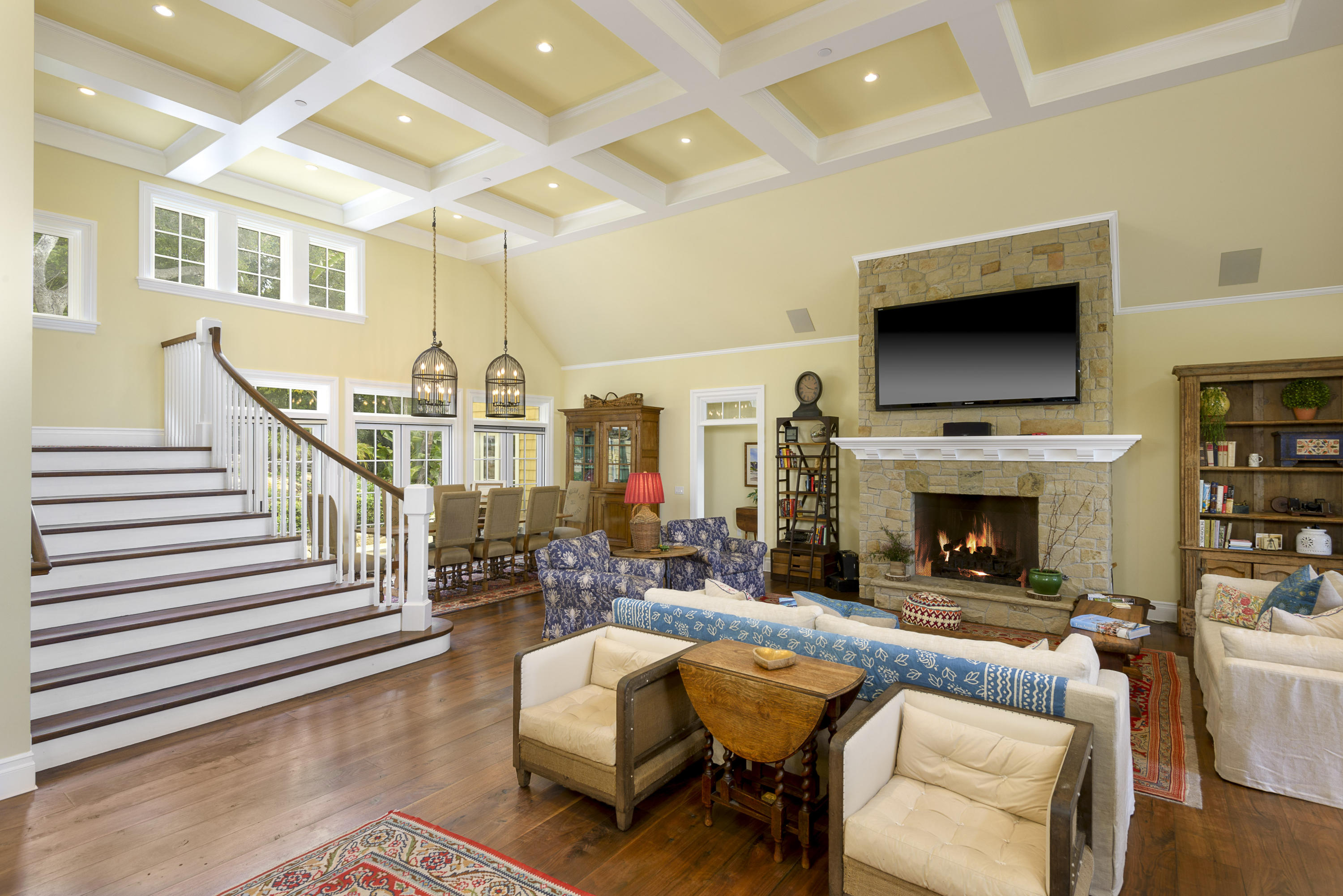 495 Toro Canyon Road Santa Barbara, CA 93108 - Photo 1 of 17 a living room with fireplace furniture and a flat screen tv