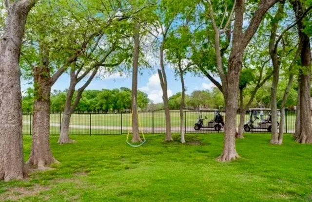 a view of a park with a tree