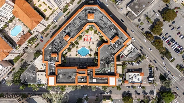 an aerial view of a building