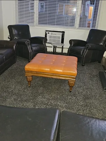 a building outdoor space with patio furniture