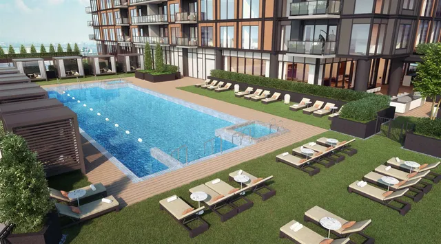 a view of an empty room with glass door