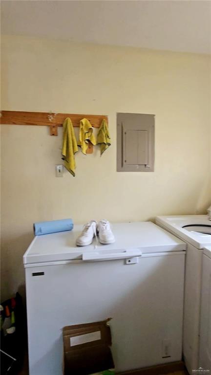 106 Rosa Priego Street Donna, TX 78537 - Photo 19 of 25 Clothes washing area featuring deep freezer and electric panel