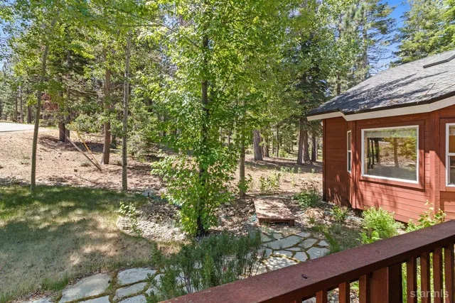 a view of a porch with a yard