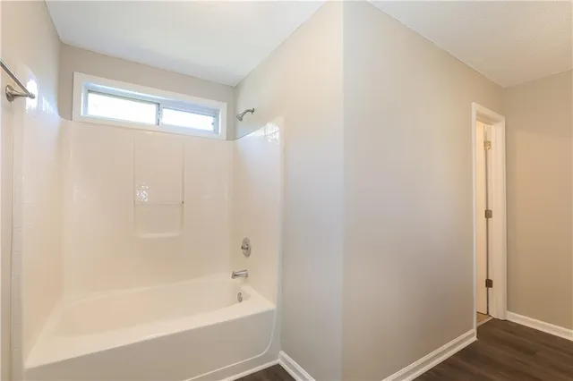 a bathroom with a bathtub