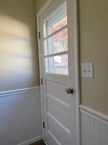 a bathroom with a window