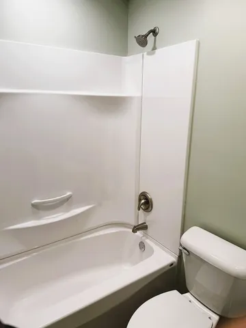 a bathroom with a toilet and a bathtub