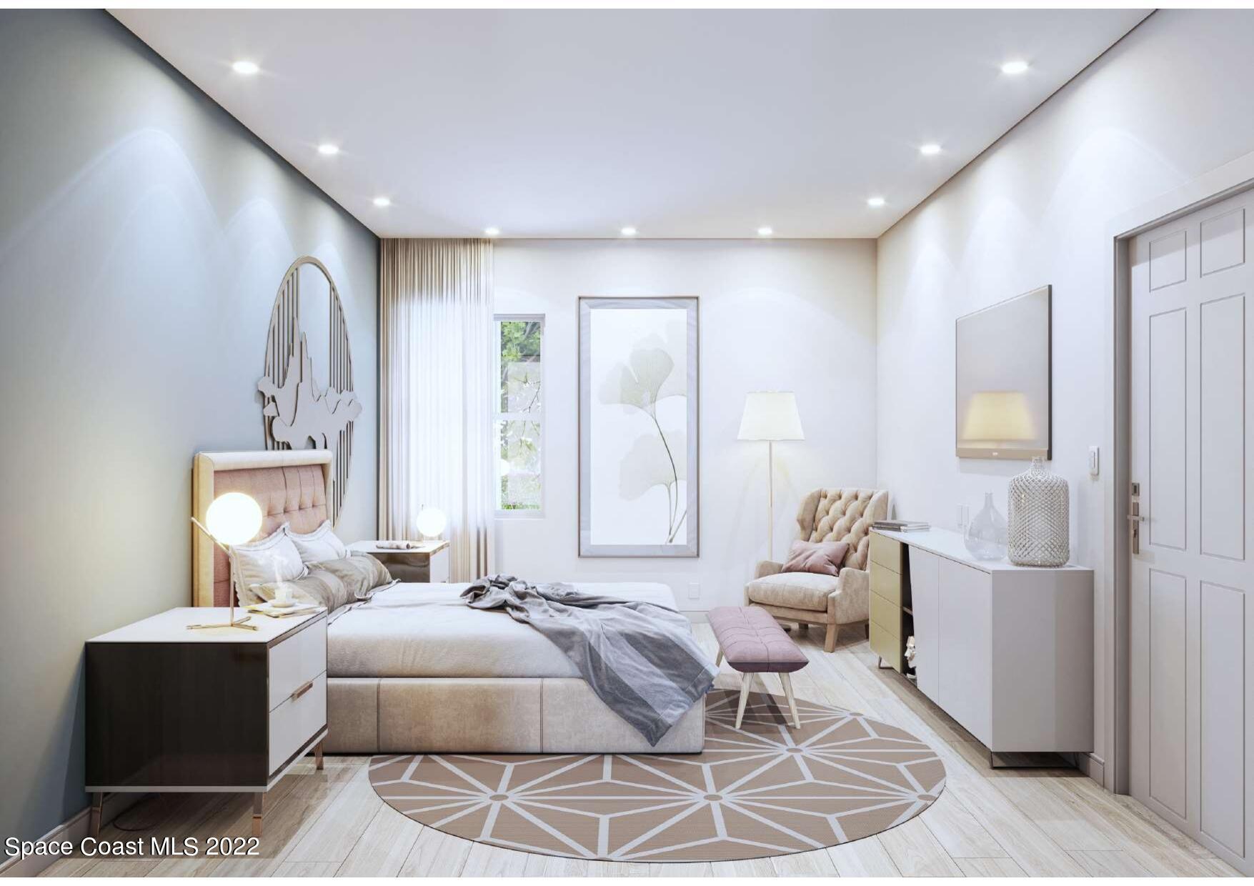 1113 Dorchester Road Palm Bay, FL 32907 - Photo 6 of 7 a spacious bedroom with a bed and glass walk in closet