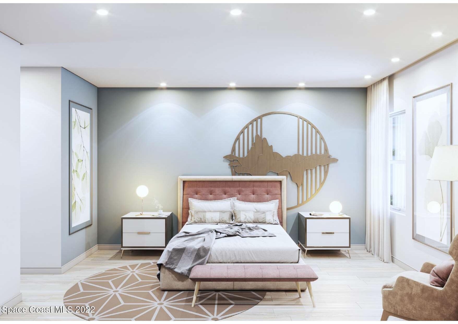 1113 Dorchester Road Palm Bay, FL 32907 - Photo 7 of 7 a bedroom with a bed and a mirror