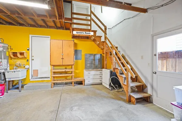 a view of stairs and an outdoor seating