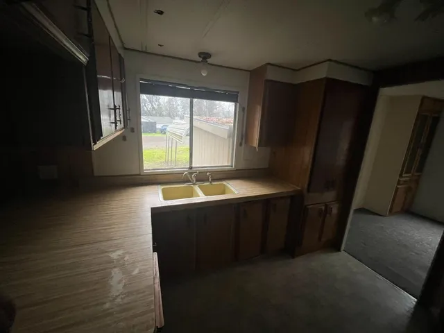 a living room with large window