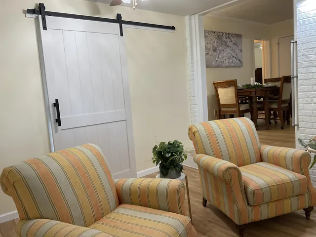 a living room with furniture