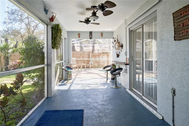 a view of a porch with a porch