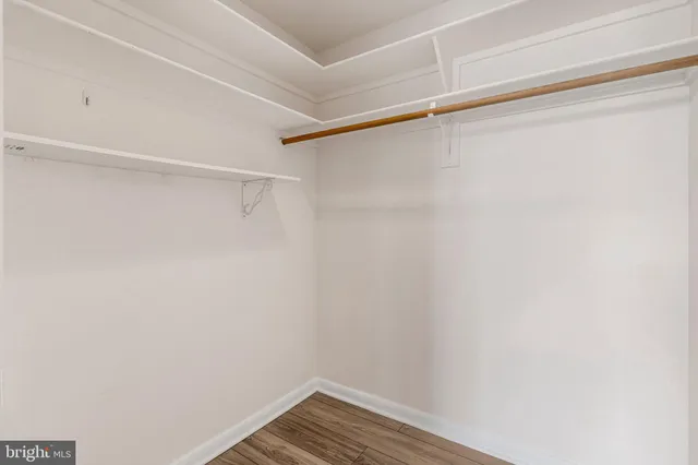 a view of an empty walk in closet