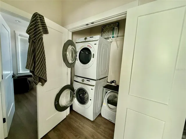a utility room with dryer and washer