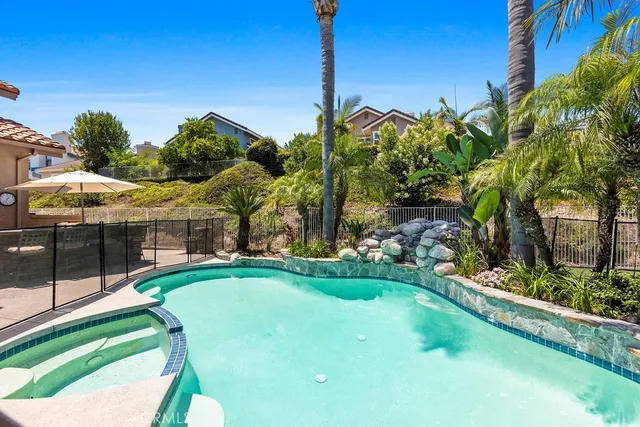 a view of a garden with a slide