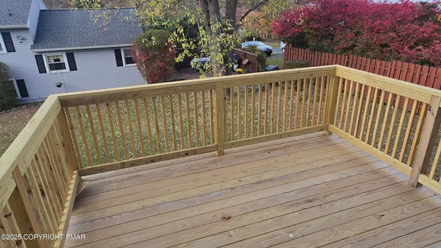 a view of wooden deck