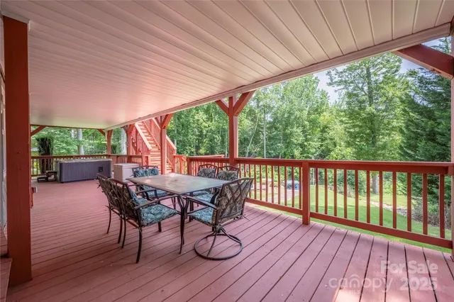 a view of a patio on the deck