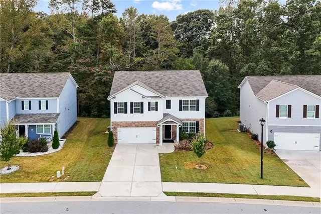 an aerial view of a house