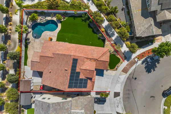 an aerial view of a house