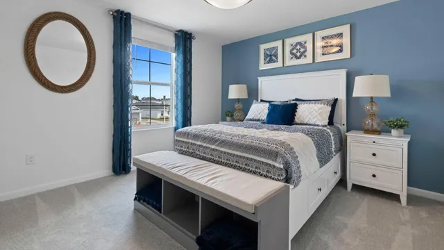 a bedroom with a bed and a closet