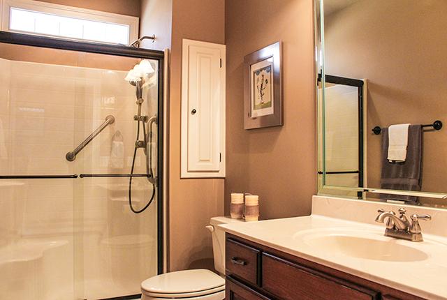 5336 Sherrington Road Murfreesboro, TN 37128 - Photo 16 of 20 Wheel chair accessible downstairs bathroom with side bar railing in shower.