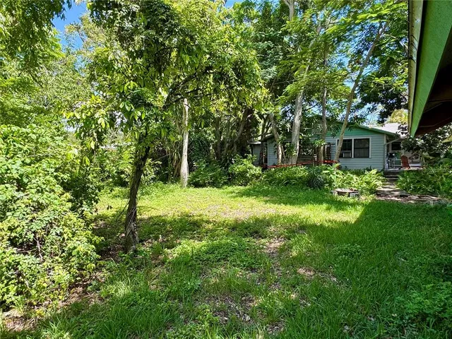 a backyard of a house with lots of green space