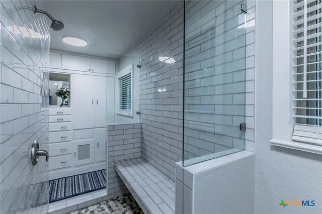 a bathroom with a shower