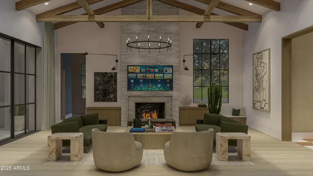 a dinning table and chairs in a room