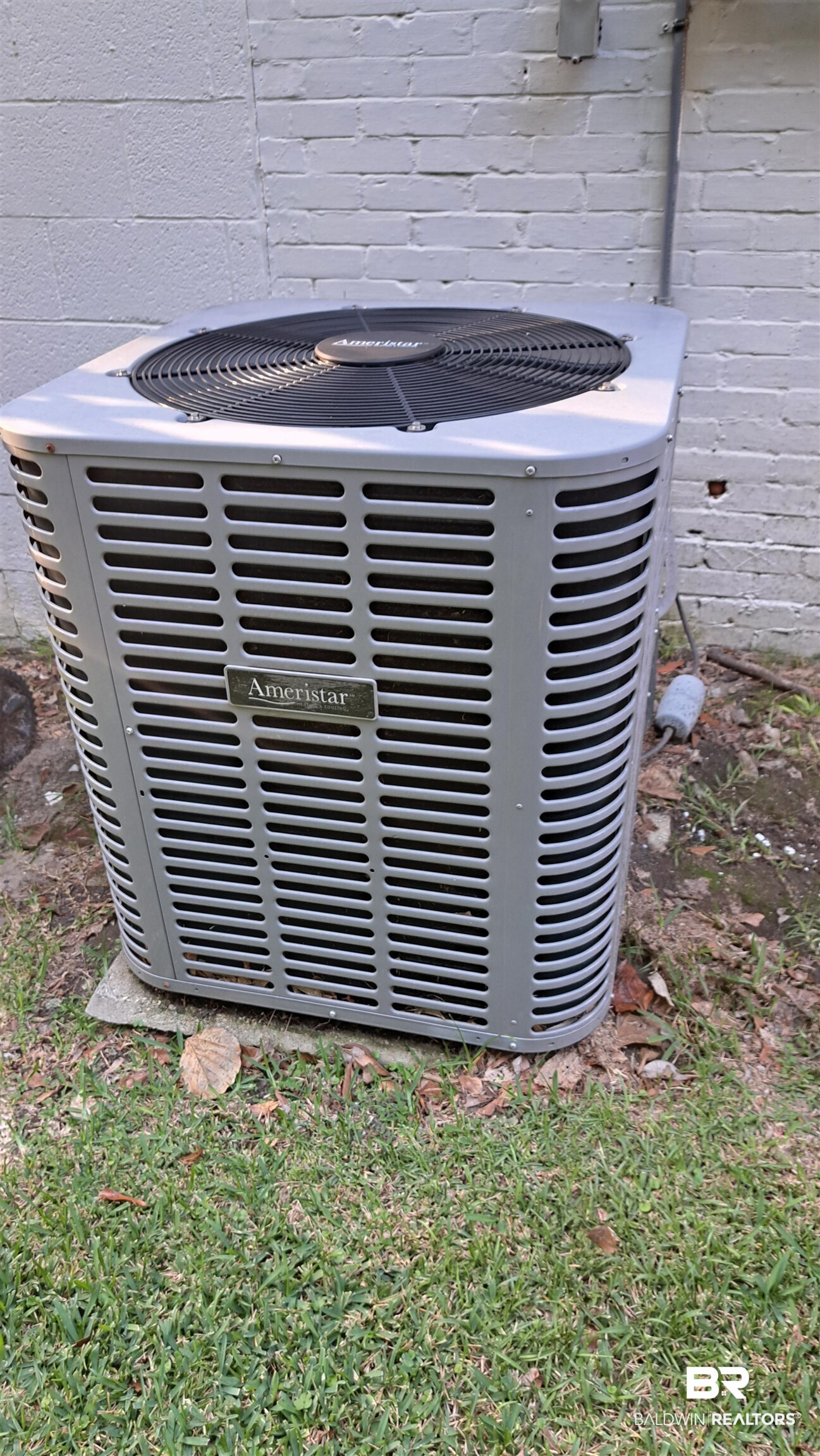110 South Main Street Evergreen, AL 36401 - Photo 26 of 27 Ameristar air conditioning unit on a concrete pad, positioned against a painted brick exterior