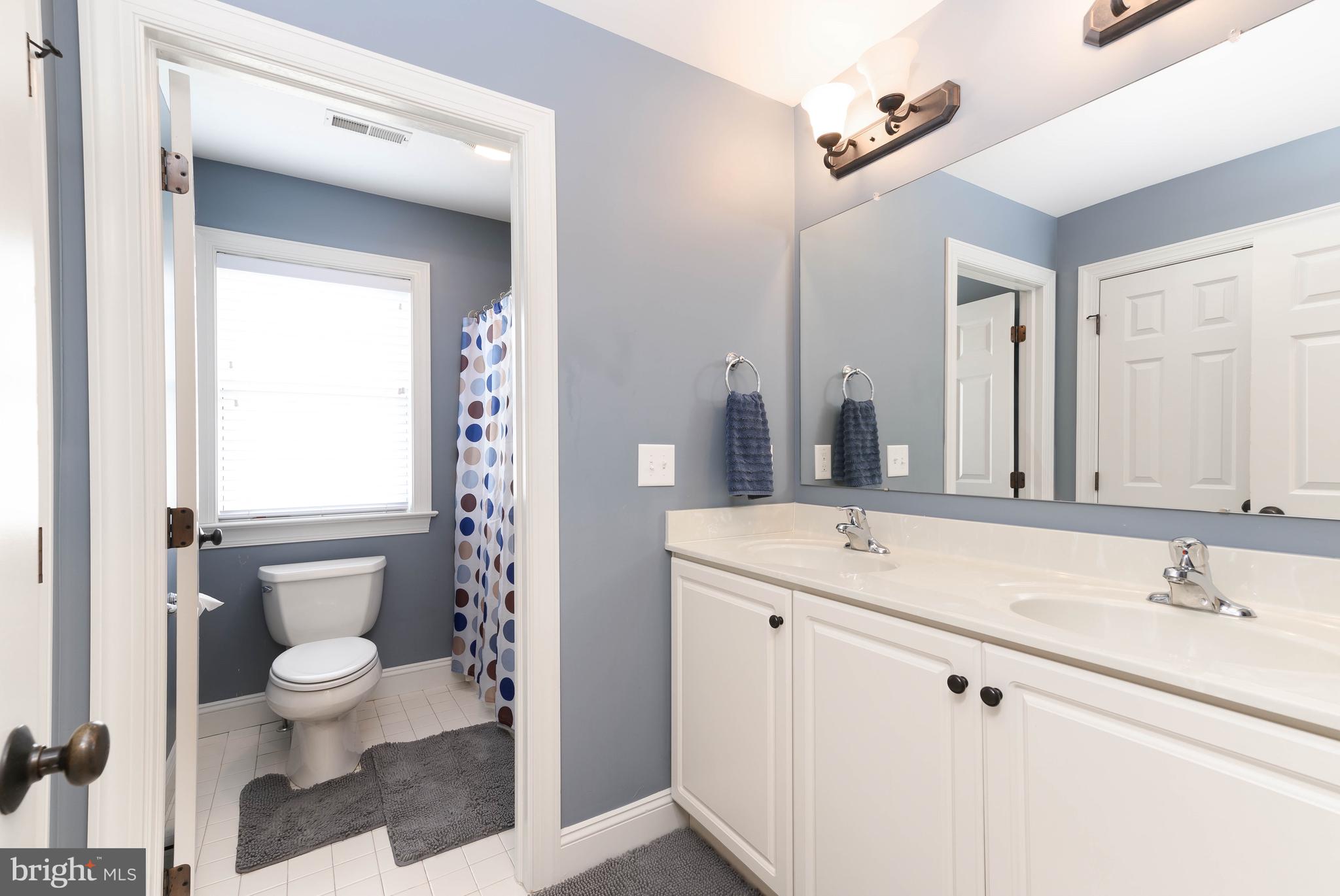 128 Harrogate Drive Landenberg, PA 19350 - Photo 37 of 52 a bathroom with a sink a toilet a large mirror and shower