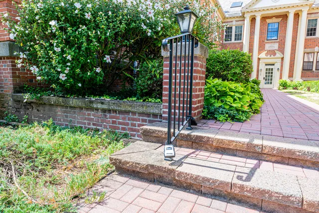 a view of a house with backyard and trees
