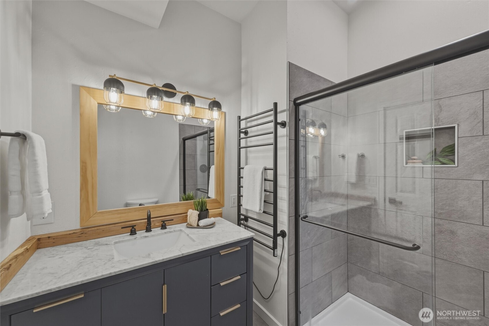 9 Sunnyside Lane Bellingham, WA 98229 - Photo 22 of 39 a bathroom with a granite countertop sink mirror and double