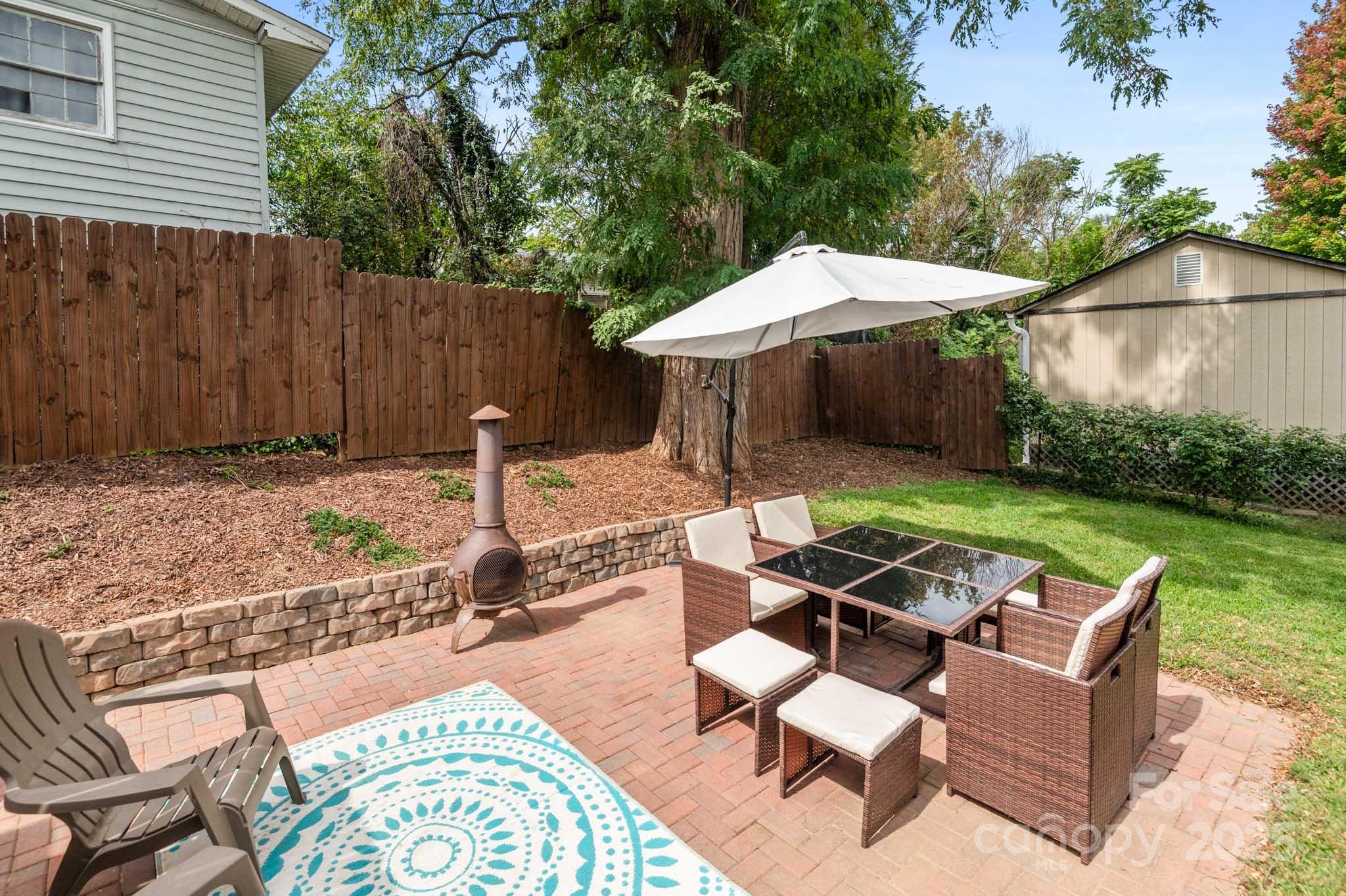 970 West Chapel Road Asheville, NC 28803 - Photo 5 of 19 a backyard of a house with yard fountain and outdoor seating