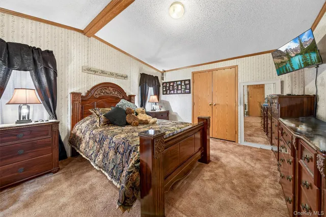 a bed room with a bed and a television