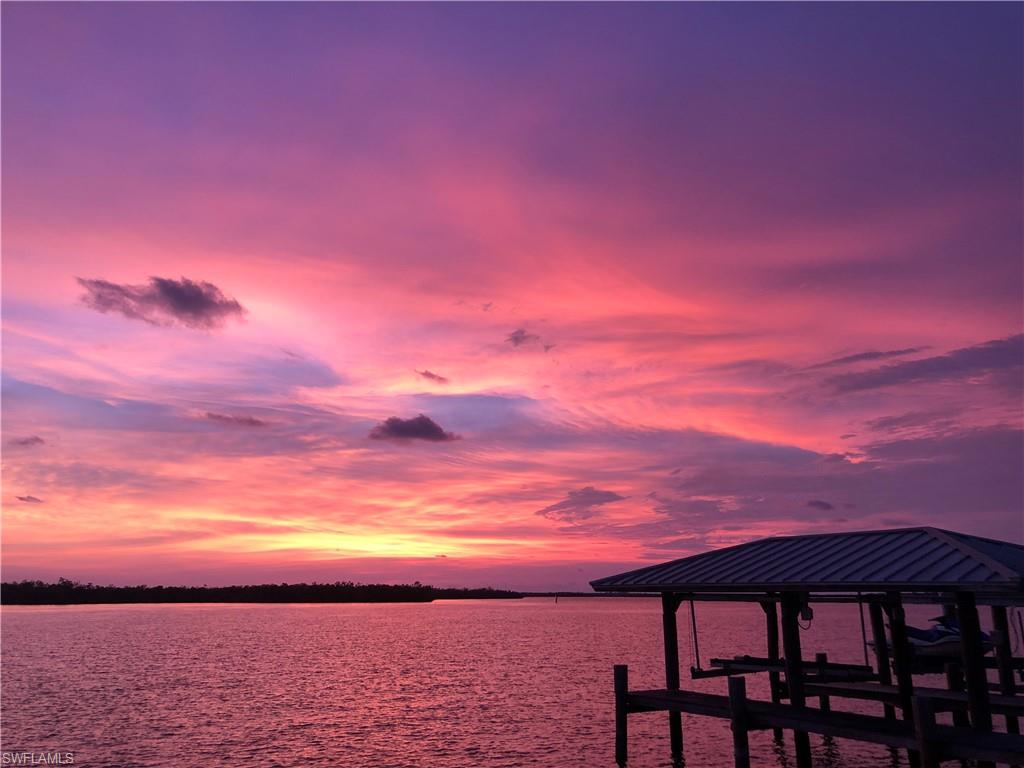 a view of a yard with an ocean